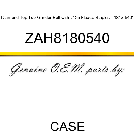 Diamond Top Tub Grinder Belt with #125 Flexco Staples - 18" x 540" ZAH8180540