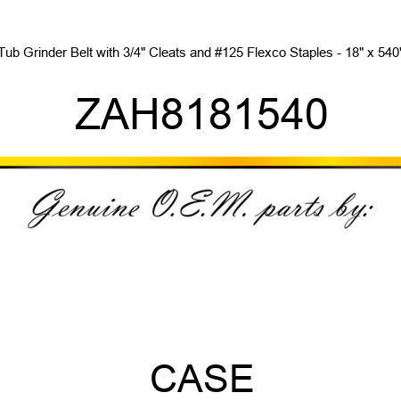 Tub Grinder Belt with 3/4" Cleats and #125 Flexco Staples - 18" x 540" ZAH8181540