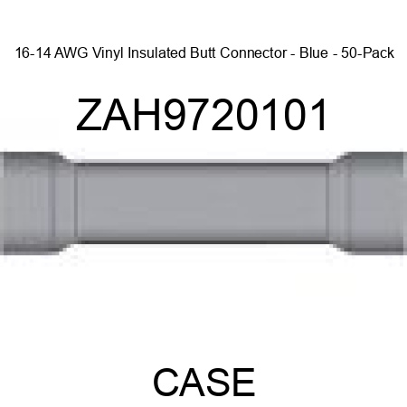 16-14 AWG Vinyl Insulated Butt Connector - Blue - 50-Pack ZAH9720101