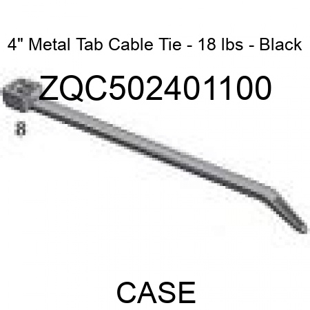 4" Metal Tab Cable Tie - 18 lbs - Black ZQC502401100