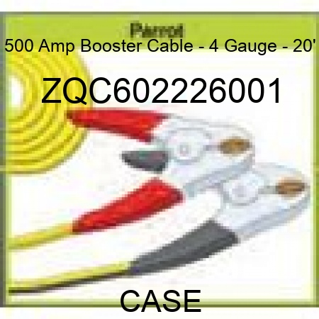 500 Amp Booster Cable - 4 Gauge - 20' ZQC602226001