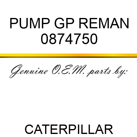 PUMP GP REMAN 0874750