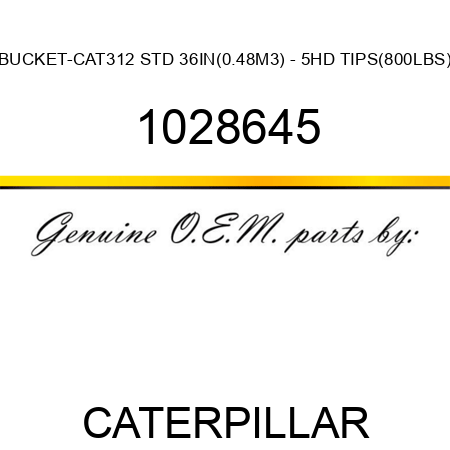 BUCKET-CAT312 STD 36IN(0.48M3) - 5HD TIPS(800LBS) 1028645