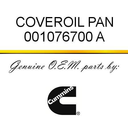 COVER,OIL PAN 001076700 A