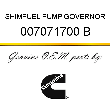 SHIM,FUEL PUMP GOVERNOR 007071700 B