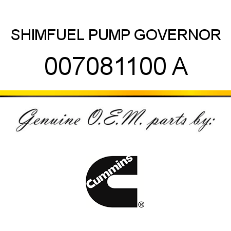 SHIM,FUEL PUMP GOVERNOR 007081100 A