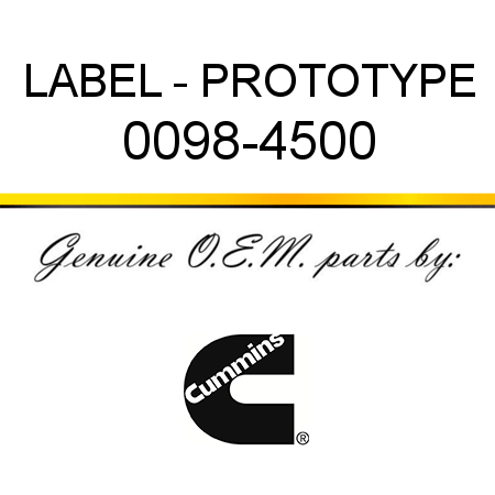 LABEL - PROTOTYPE 0098-4500