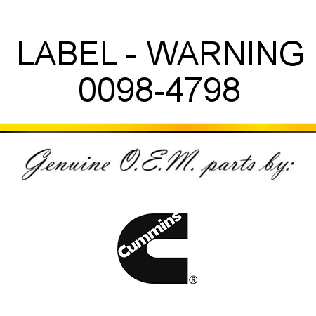 LABEL - WARNING 0098-4798