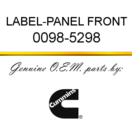 LABEL-PANEL FRONT 0098-5298