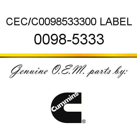 CEC/C0098533300 LABEL 0098-5333