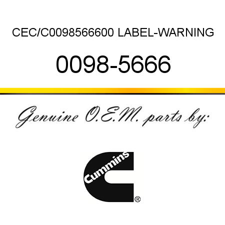 CEC/C0098566600 LABEL-WARNING 0098-5666