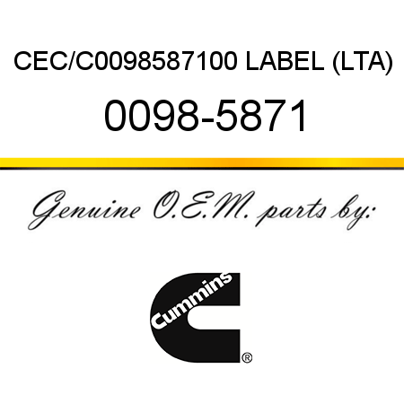 CEC/C0098587100 LABEL (LTA) 0098-5871