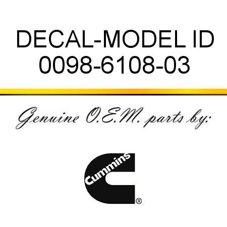 DECAL-MODEL ID 0098-6108-03