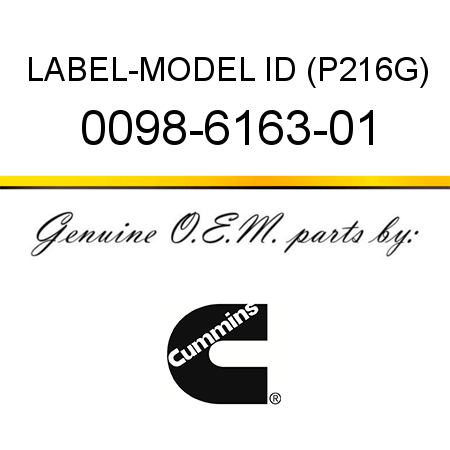 LABEL-MODEL ID (P216G) 0098-6163-01
