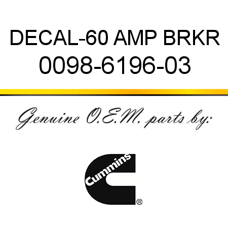 DECAL-60 AMP BRKR 0098-6196-03