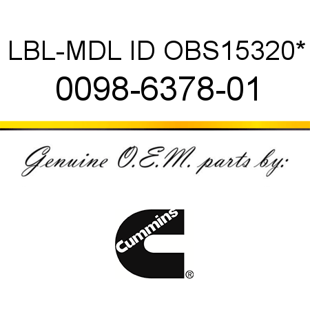 LBL-MDL ID OBS15320* 0098-6378-01