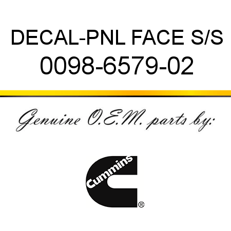 DECAL-PNL FACE S/S 0098-6579-02