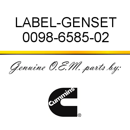LABEL-GENSET 0098-6585-02