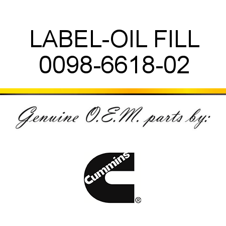 LABEL-OIL FILL 0098-6618-02