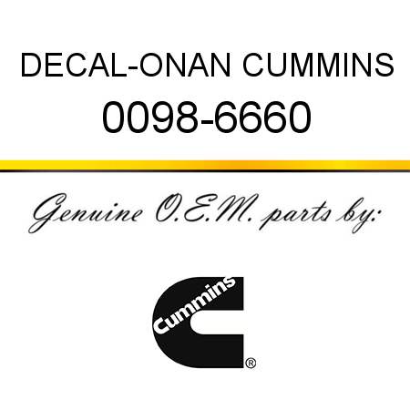 DECAL-ONAN CUMMINS 0098-6660