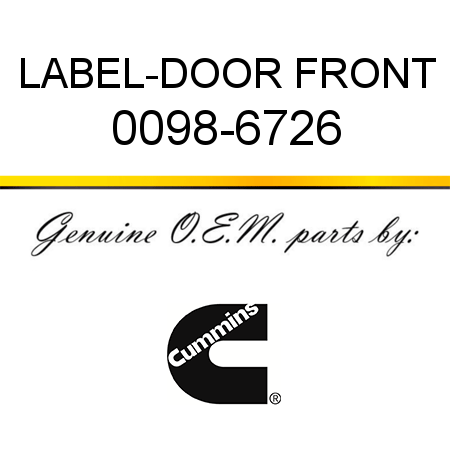 LABEL-DOOR FRONT 0098-6726