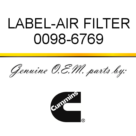 LABEL-AIR FILTER 0098-6769