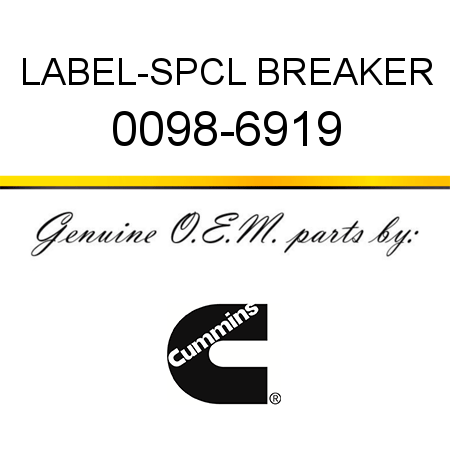 LABEL-SPCL BREAKER 0098-6919