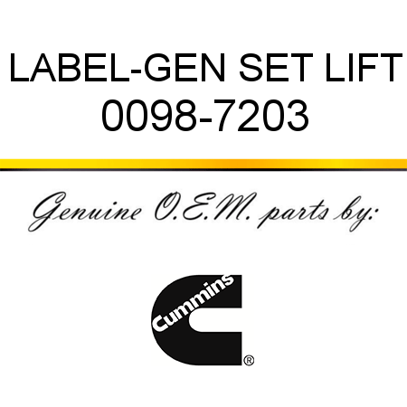 LABEL-GEN SET LIFT 0098-7203