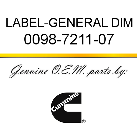 LABEL-GENERAL DIM 0098-7211-07