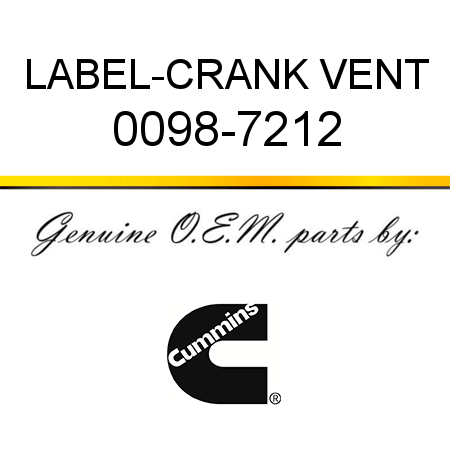 LABEL-CRANK VENT 0098-7212