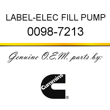 LABEL-ELEC FILL PUMP 0098-7213