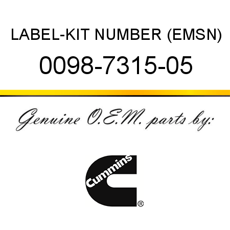 LABEL-KIT NUMBER (EMSN) 0098-7315-05