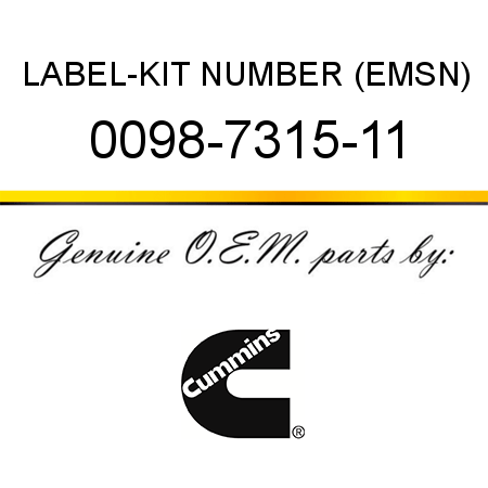 LABEL-KIT NUMBER (EMSN) 0098-7315-11