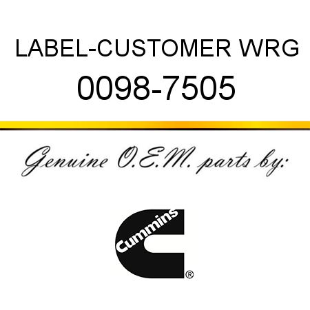 LABEL-CUSTOMER WRG 0098-7505