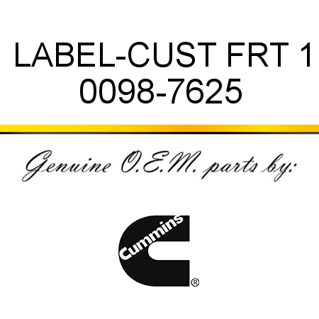 LABEL-CUST FRT 1 0098-7625