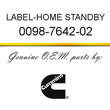 LABEL-HOME STANDBY 0098-7642-02