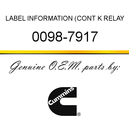 LABEL, INFORMATION (CONT K RELAY 0098-7917