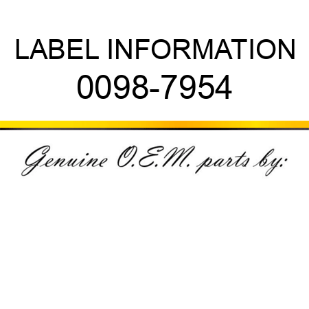 LABEL INFORMATION 0098-7954