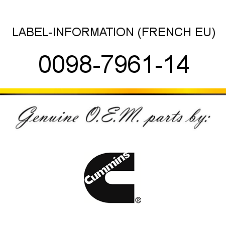 LABEL-INFORMATION (FRENCH EU) 0098-7961-14