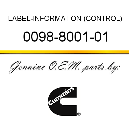 LABEL-INFORMATION (CONTROL) 0098-8001-01