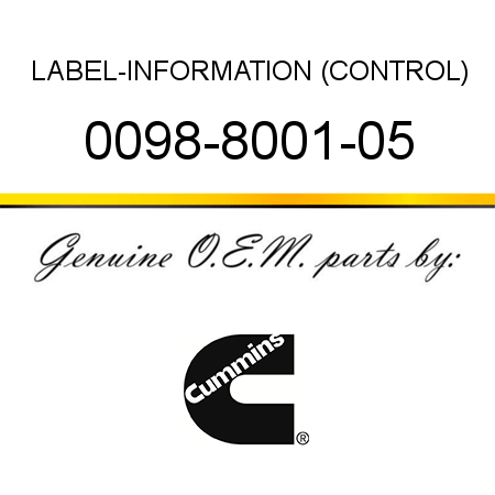 LABEL-INFORMATION (CONTROL) 0098-8001-05