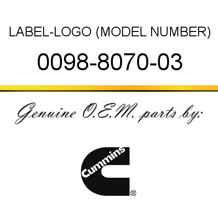 LABEL-LOGO (MODEL NUMBER) 0098-8070-03