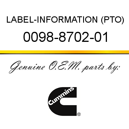 LABEL-INFORMATION (PTO) 0098-8702-01