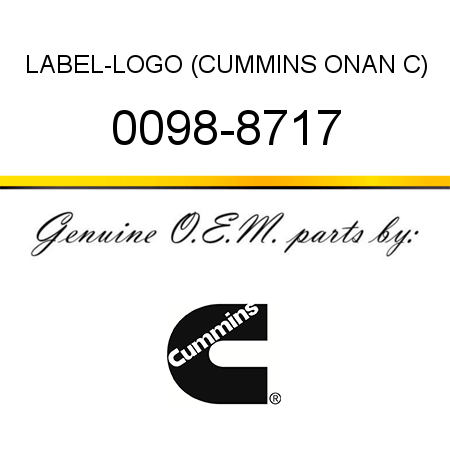LABEL-LOGO (CUMMINS ONAN C) 0098-8717