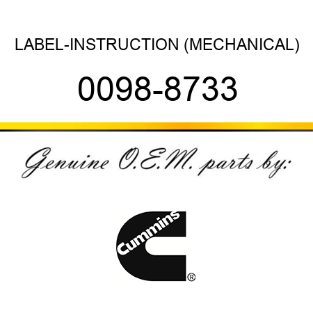 LABEL-INSTRUCTION (MECHANICAL) 0098-8733