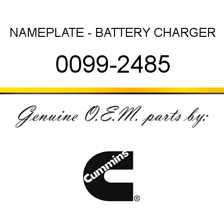 NAMEPLATE - BATTERY CHARGER 0099-2485