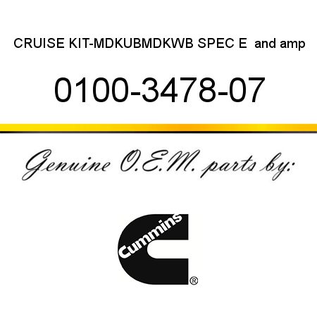 CRUISE KIT-MDKUB,MDKWB SPEC E & 0100-3478-07