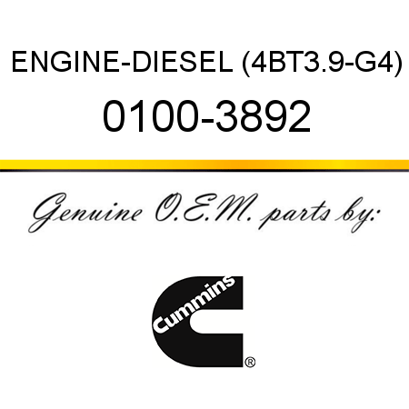 ENGINE-DIESEL (4BT3.9-G4) 0100-3892