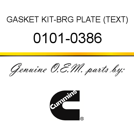 GASKET KIT-BRG PLATE (TEXT) 0101-0386