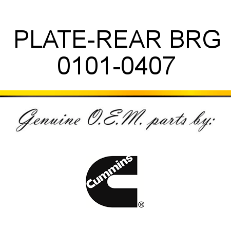 PLATE-REAR BRG 0101-0407